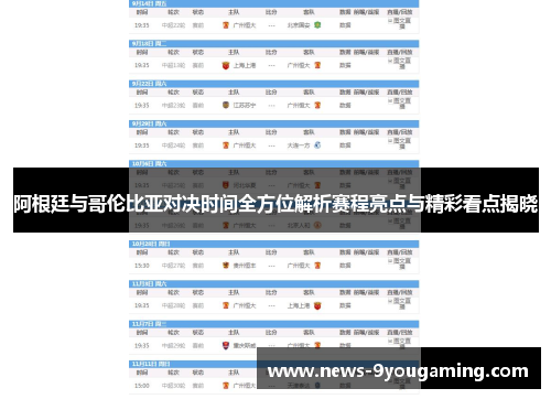 阿根廷与哥伦比亚对决时间全方位解析赛程亮点与精彩看点揭晓